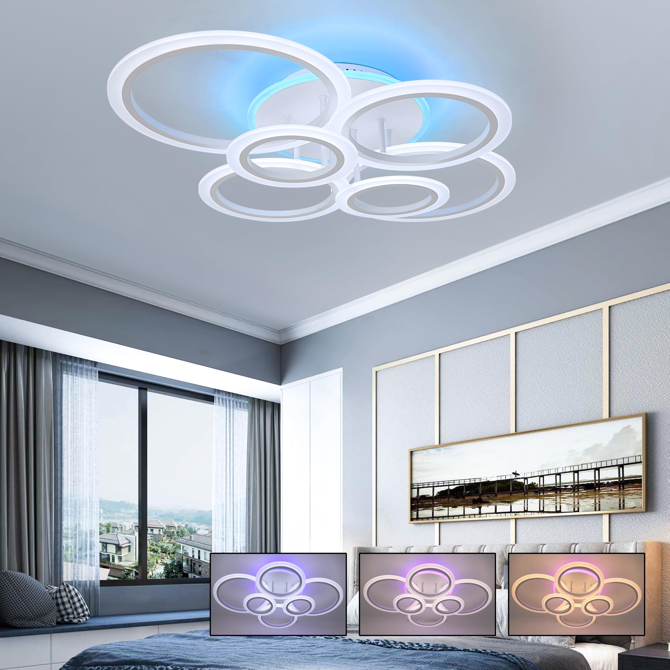 STCH Modern Ceiling Light,80W Dimmable LED Chandelier Flush Mount
